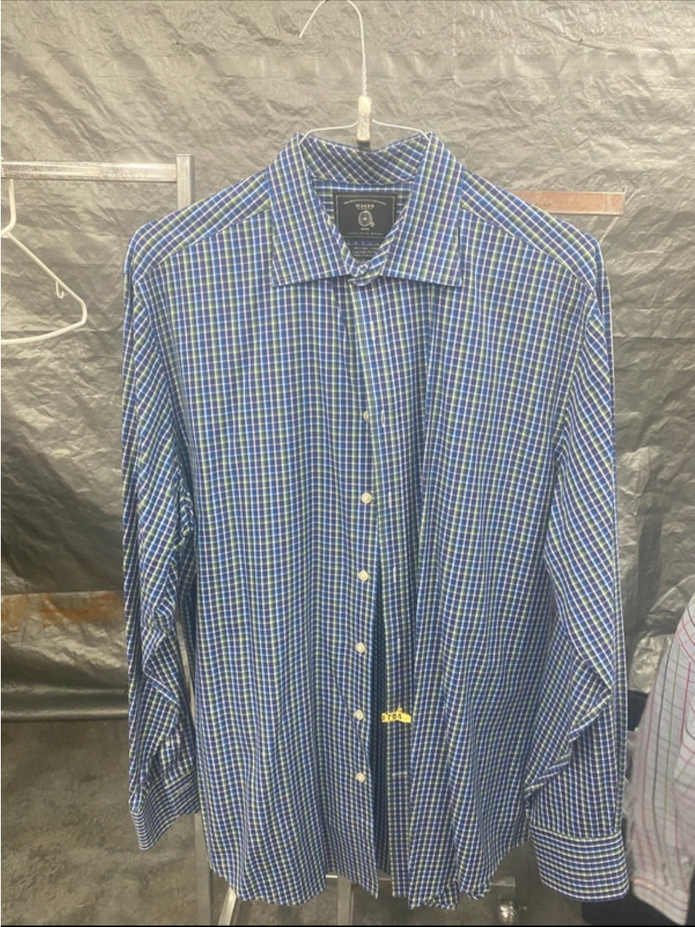 Men's Blue Multi-Check Long-Sleeve Dress Shirt by Van Heusen